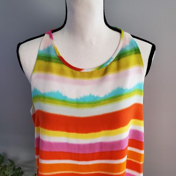 Zac & Rachel Striped Tiered Color Block Top Size L - Picture 3 of 8